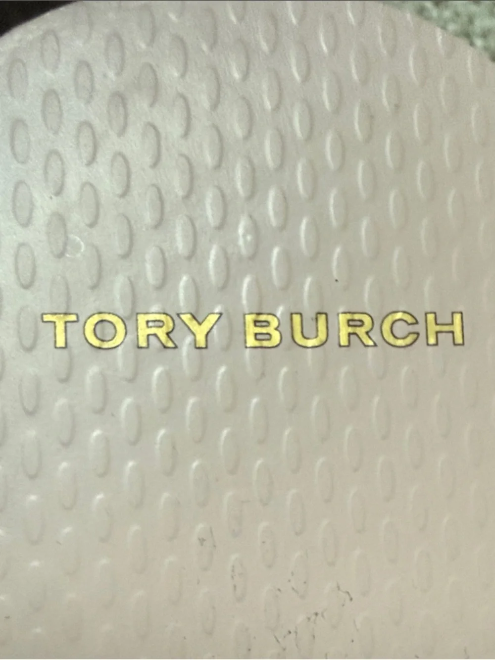 Tory Burch Pale Pink Gold Logo 1” heel Flip Flops